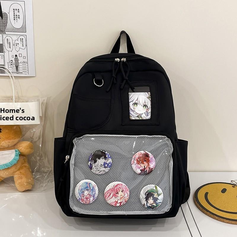 Nylon Large Capacity College Style Backpack With Design For Girls Student Commuting
