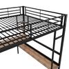 Hochbett 140x200 Schreibtisch, 4 kleine Regale, großes Bücherregal, Metallbettgestell Lattenrost (ohne Matratze) Kinder/Erwachsene, Schwarz