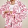 2-piece Casual Women's Pajama Set Long-sleeved Pajamas Lace-up Pajamas Sexy V-neck Pajama Shorts New Loose Home Clothes