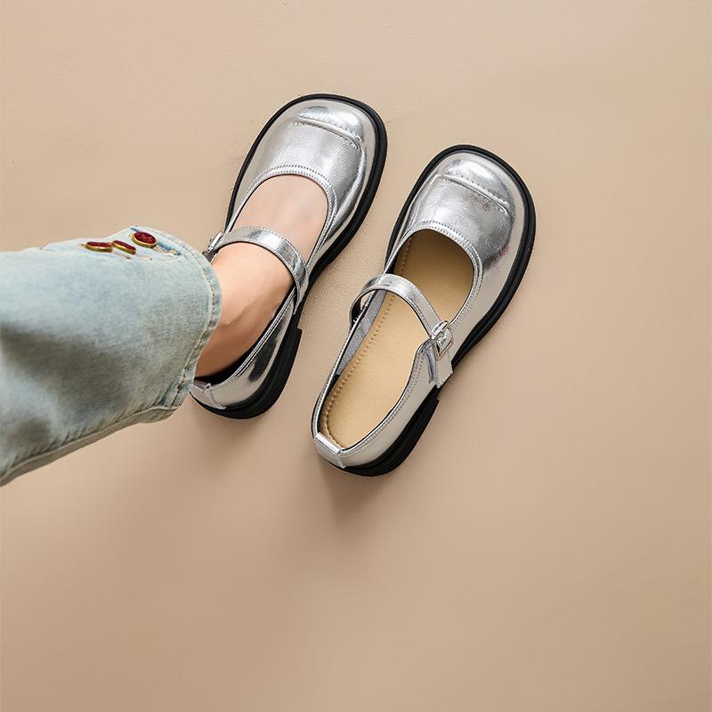 Leather Women's Women's Buckle Flat Casual Shoes Women's Mary Jane Women's Shoes Single Shoes Women's