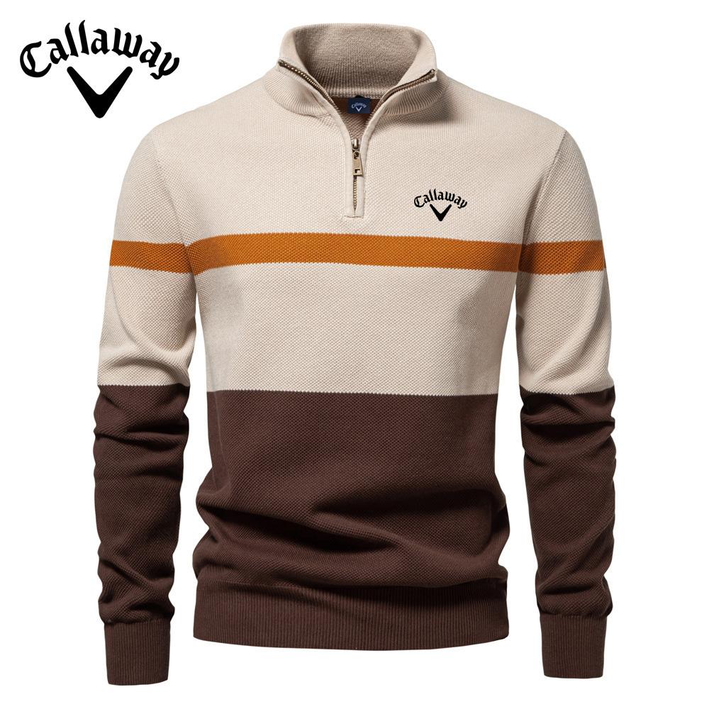 Lixin12 Callaway 2025 Herfst/Winter Geborduurde Nieuwe Grote Opstaande Kraag Heren Trui Halve Rits Kleurblok Gebreide Trui Kwaliteit Herenkleding L