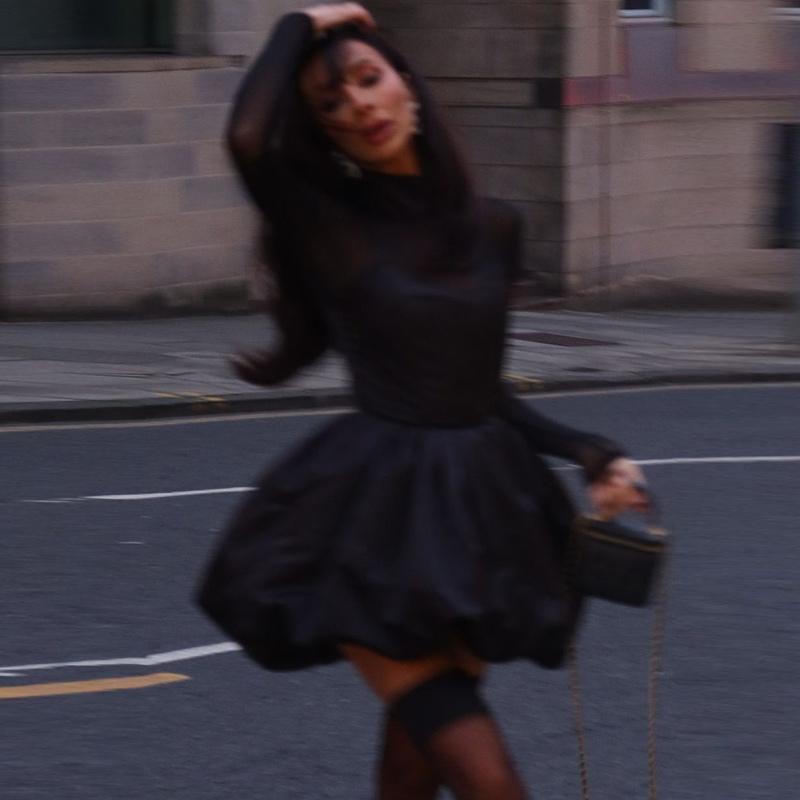 Sexy See-through Dress Women Turtleneck Full Sleeves Slim A-line Mini Dresses Autumn Fashion High Streetwear