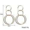 Three Circle Big Round Loop Simple Drop Earrings for Women Geometric Wedding Party Jewelry Christmas Girl Friend Gift