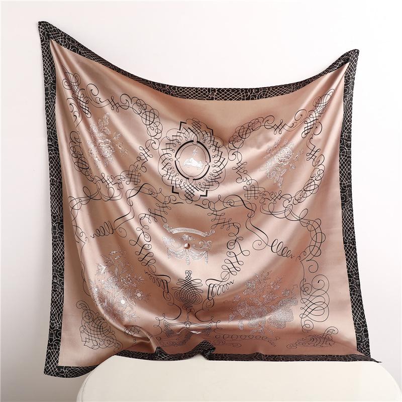 Všestranný hedvábný šátek Ženy Velký šátek Květinový potisk Stoles Čtvercový šátek Luxusní šátek Dámský nákrčník Foulard Tlumič