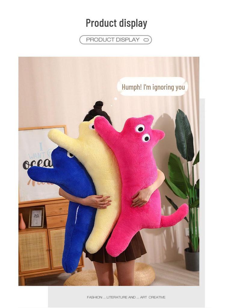 Cat Plush Sleeping Pillow - Long Strip Dopamine Cushion & Doll Gift