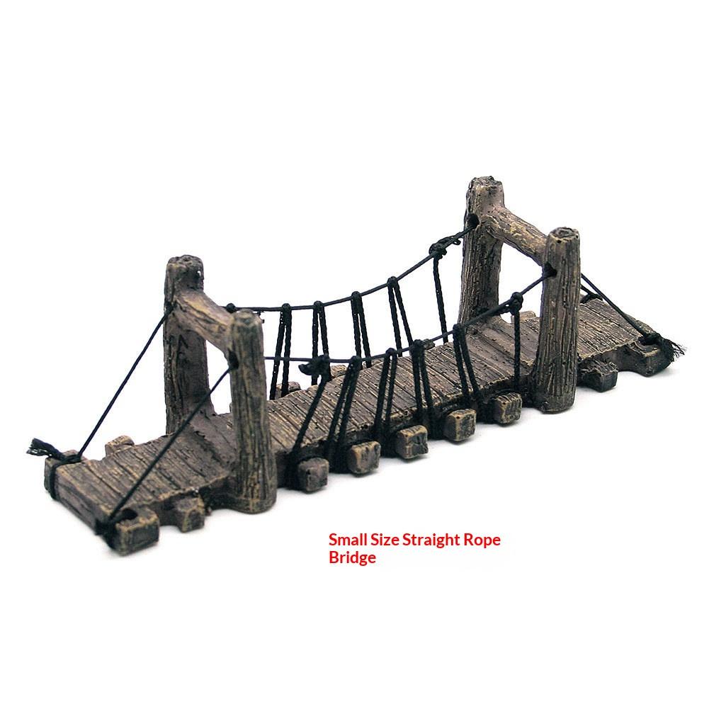 Aquarium Ornament House with Bridge Resin Decor Fish Tank Landscape Hide Cave for Fish Shrimp Reptile Decoration Accessories