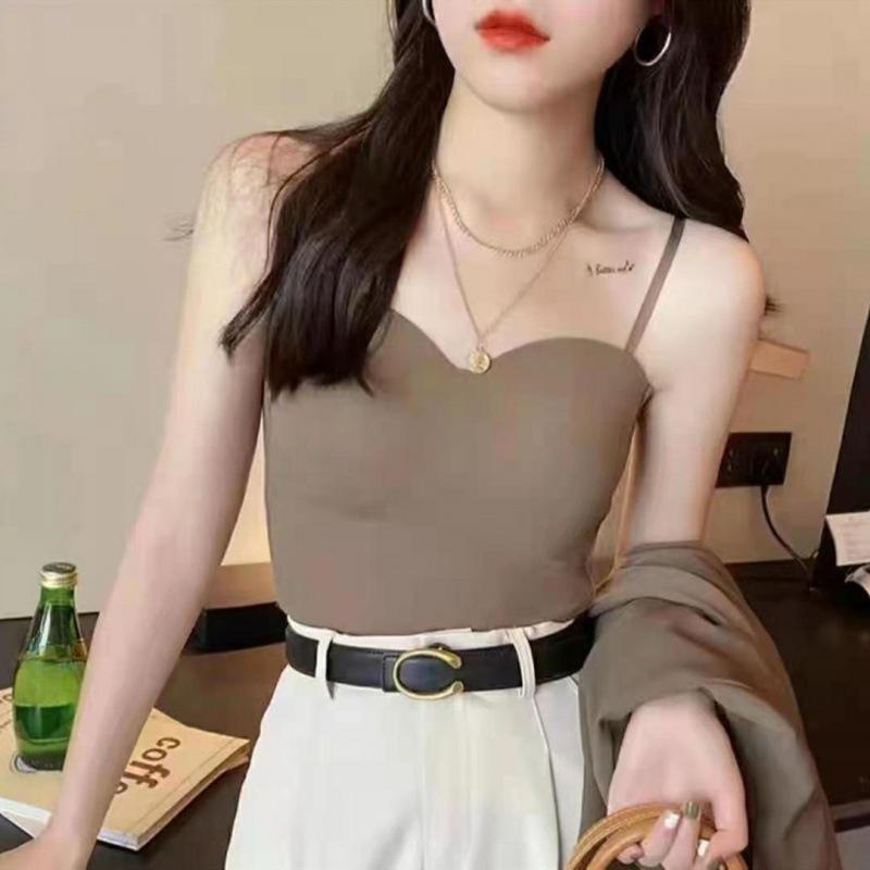 Seamless Camisole for Women Fitness Crop Tops Summer Thin Elegant Sexy All-match Casual One-piece Ice Silk Underwear Tanks Top