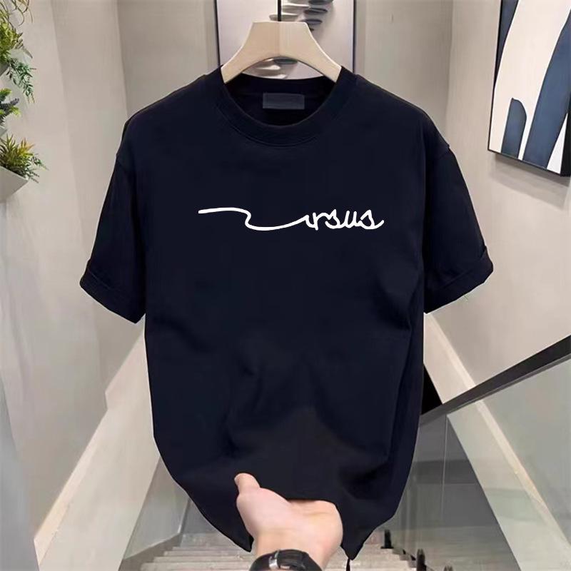 

Мужская футболка больших размеров свободного кроя с коротким рукавом и круглым вырезом - Модный принт бренда, повседневный топ 5XL