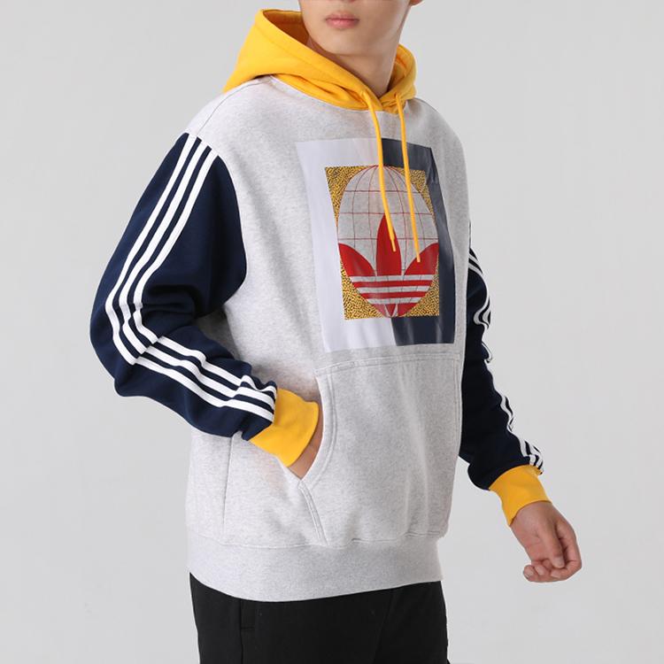 Adidas Pánská mikina s kapucí Originals Trefoil Globe Hdy s fleecovou podšívkou Bílá GD2116