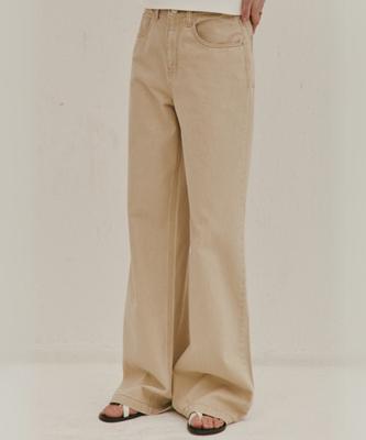 Okuka Wide Cotton Pants Beige