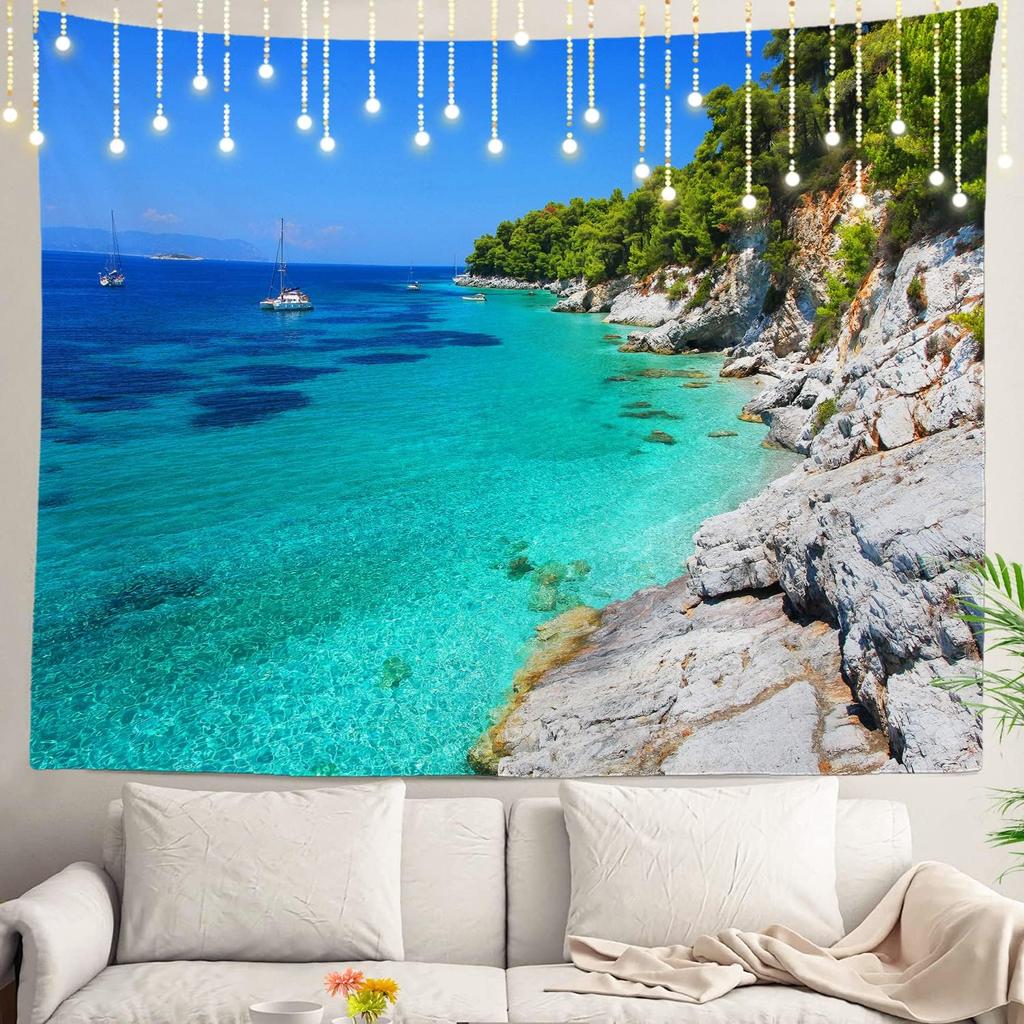 Shrahala Ocean Wave Tapestry Nature Wall Hanging Large Psychedelic Tapestry for Bedroom Living Room Dorm Black and White