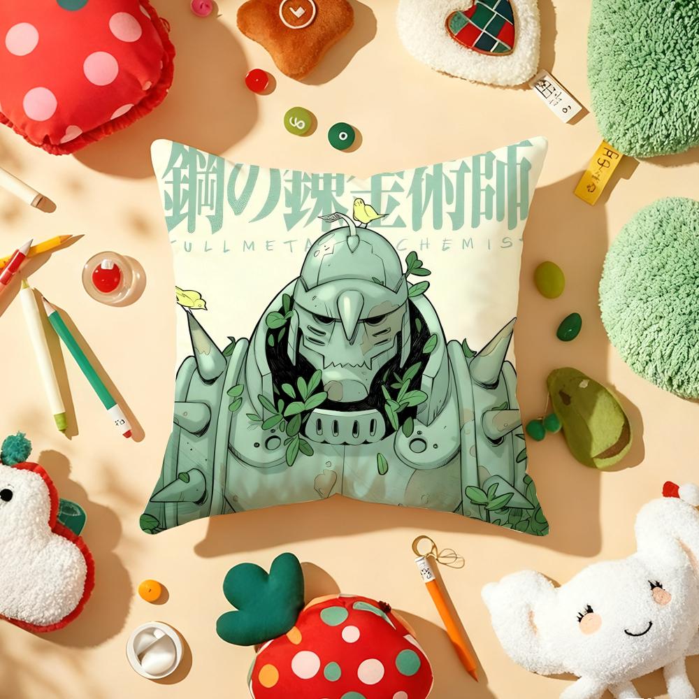 Cushion Cover Plush Fabric Soft DoubleSided Printed Sofa Warm Winter Home Gift Pillow Cover FFullmetal AAlchemist Anime