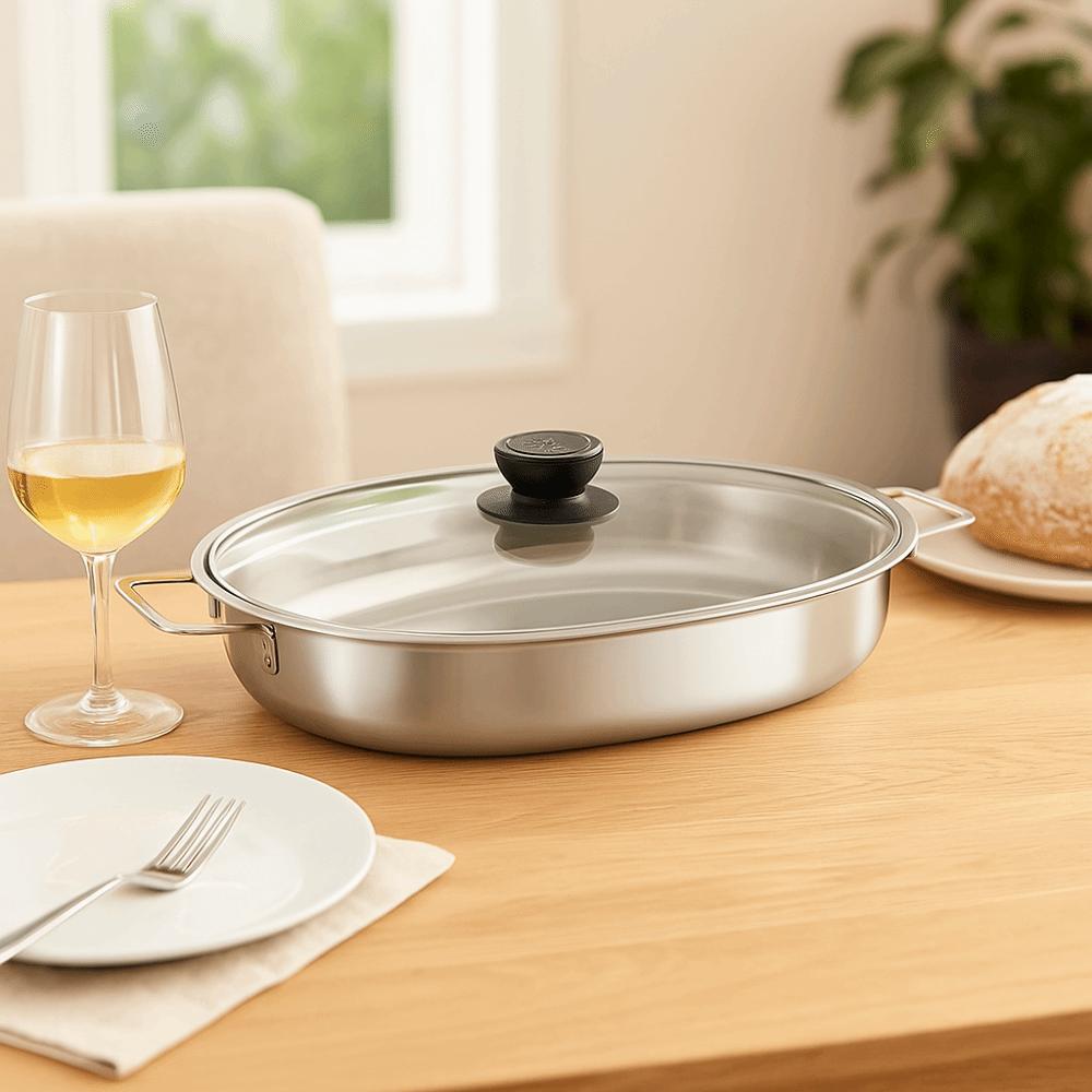 Stainless Steel Oval Grilled Fish Pan Deepened Fish Steamer Easy To Clean Hot Pot  Home