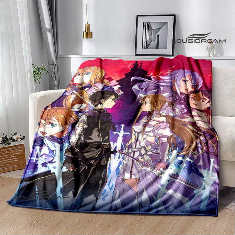 Cartoon Sword Art Online Printed Blankets Picnic Blanket Warm Flannel Blankets Home Bed Linings Blankets for Beds Birthday Gift