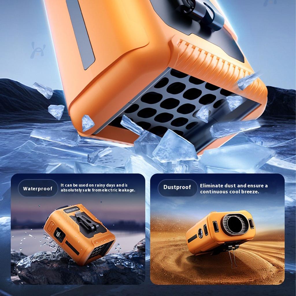 Hanging Waist Fan Strong Ice Wind 3Sec Cooling 6000mAh Rechargeable Battery Dustproof Sweatproof For Outdoor Work Travel