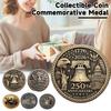US 250th Anniversary Souvenir Coin Double-Sided Carved United States History Commemorative Badge Round Metal Collection Coin Patriotic Decoration