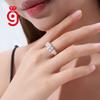 Mellow Glossy S925 Silver Oval Cut Moissanite Full Closed Bezel Continuous Linked Wide Flat Band GRA Certified Moissanite Ring