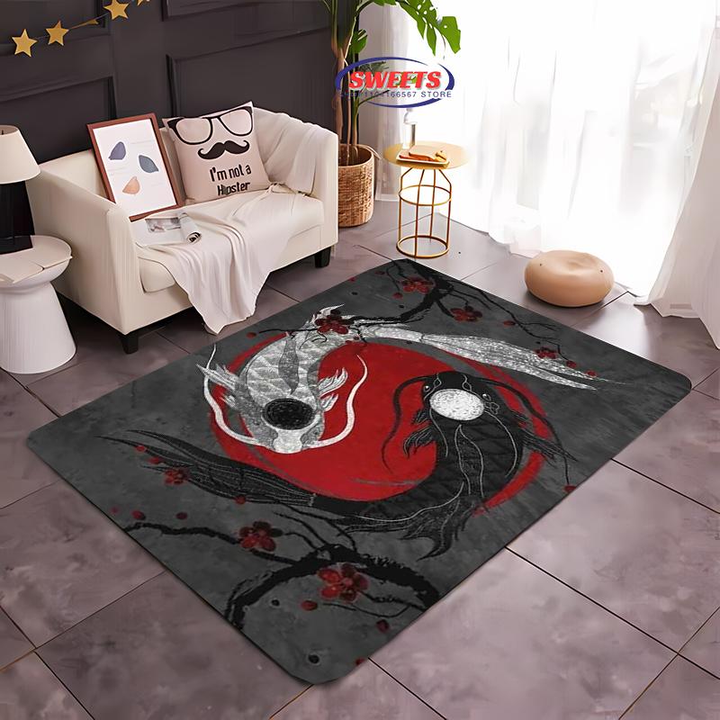 Alfombra Tai Chi Arte Secreto Chino Antiguo, Alfombrilla para Sala de Estar Dormitorio Sofá Cocina Felpudo Decoración, Alfombrilla Duradera Antideslizante para Suelo de Niños
