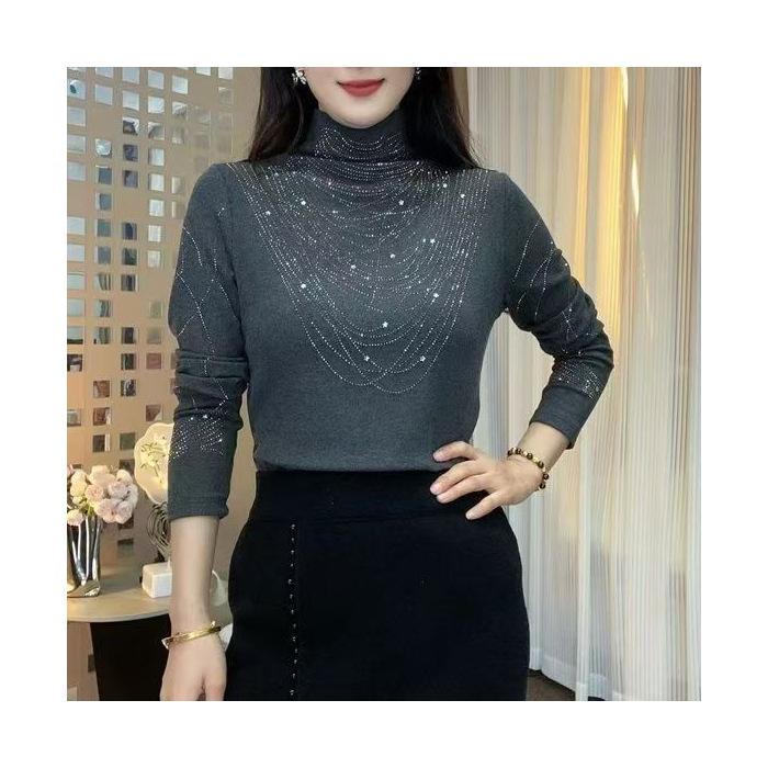 

Autumn/Winter Fashionable Slimming Half High Neck Long Sleeve Women s Top XL