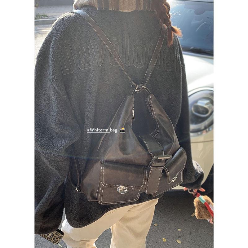 Retro tote bag, high-end sense, large-capacity armpit bag 2025 new simple shoulder bag, casual backpack.