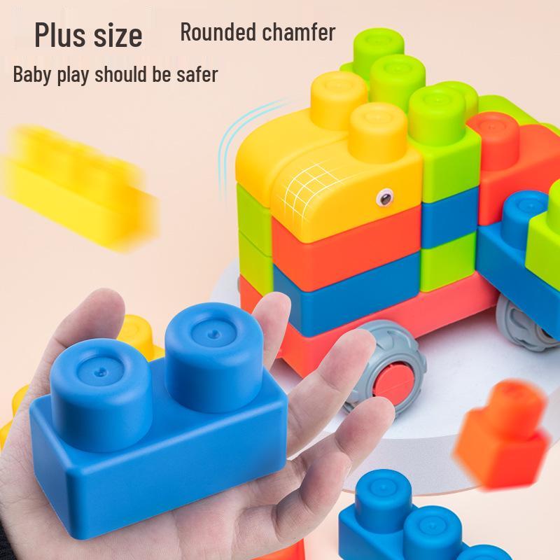 Large Soft Rubber Baby Building Blocks - Safe for 1-2 Year-Olds