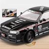 1/24 Nissan Skyline Ares GTR GT-R R34 Alloy Sports Car Model Diecast Metal Track Racing Car Vehicle Model Sound and Light Kids Toy Gift