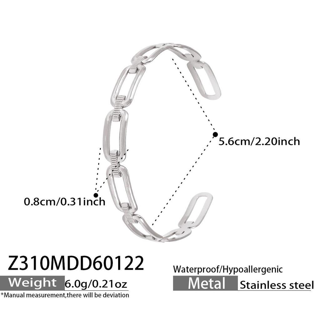 Stylish Stainless Steel Bracelet with Enamel Design and Zirconium Accent
