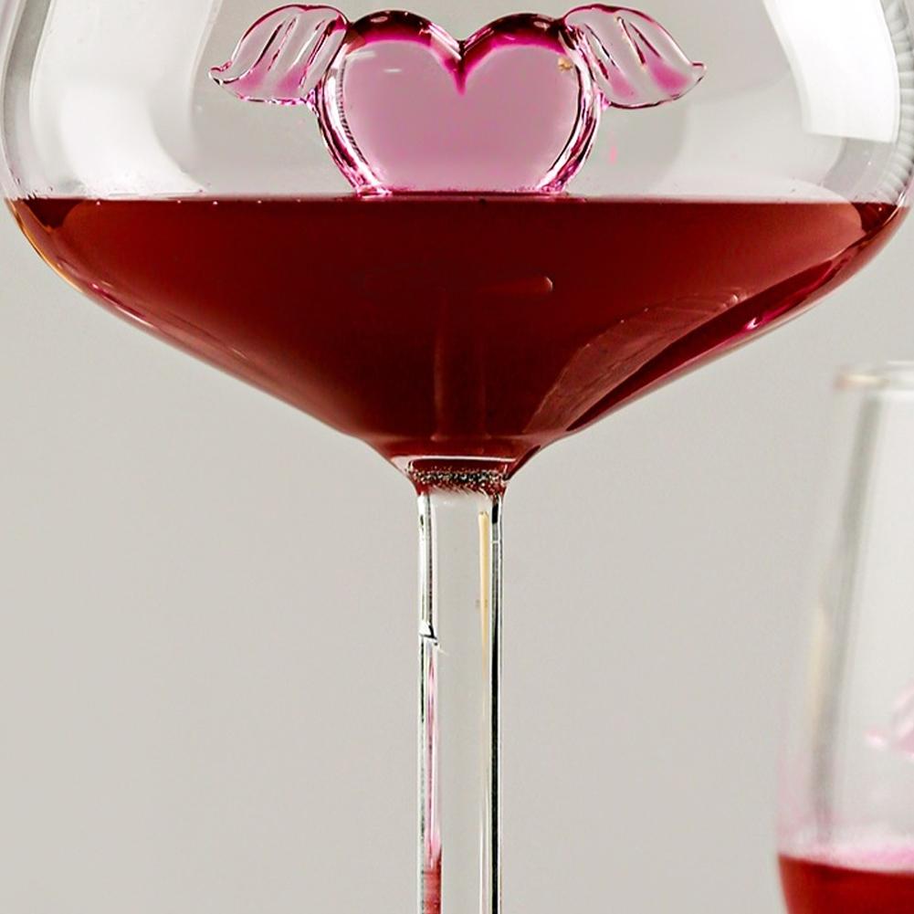 3D Pink Heart Goblet For Valentine's Day Reusable Glass Drinking Cup For Champagne Wine