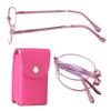 Classic Portable Folding Reading Glasses Anti Blue Ray Eyewear Women Metal Frame Presbyopia Eyeglasses with Glasses Bag