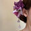 Elegant Design Flower Hairpin Pink Floral Headdress Tassel Hanfu Hair Accessories  Party Wear