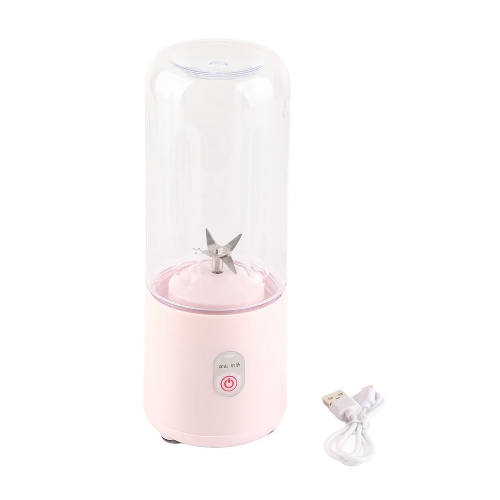 Juicer Machine Portable 500ml Mini Pink Juice Extractor 6 Leaf Blades USB Charging Juice Maker for