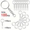 40/80/100/140/180 Pcs 25mm Electroplated Split Key Rings, 4-Section Chains and Open Jump Rings for DIY Jewelry Making