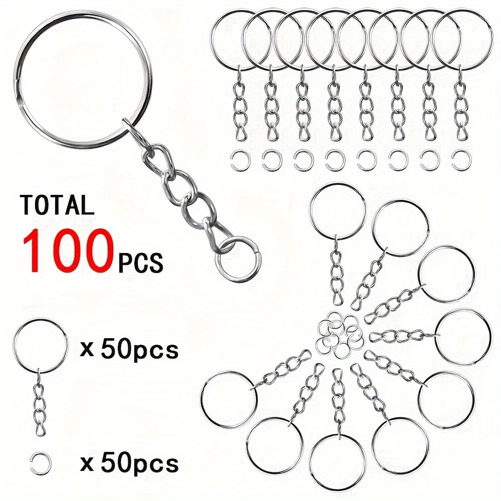 40/80/100/140/180 Pcs 25mm Electroplated Split Key Rings, 4-Section Chains and Open Jump Rings for DIY Jewelry Making