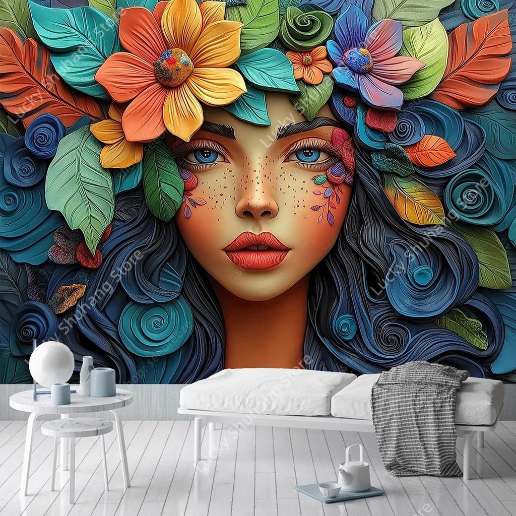 Luxury Vibrant Floral Tapestry Wall Art Intricate Design Stunning Colors Home Decor for Living Room Bedroom Office Elegant Decor