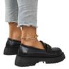 Large size thick-soled black small leather shoes for women's spring and autumn new one-pedal work shoes metal buckle