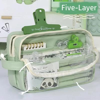 Five-Layer Large Capacity Pencil Bag Aesthetic School Cases Girls Korean Stationery Holder Bag Pen Case Students School Supplies