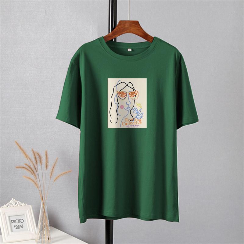 Shellsuning Summer New Aesthetic Printed Tshirts for Women 100% Cotton Vintage Short Sleeves Basic Tees Oversize Top Korean Casual Harajuku Tops