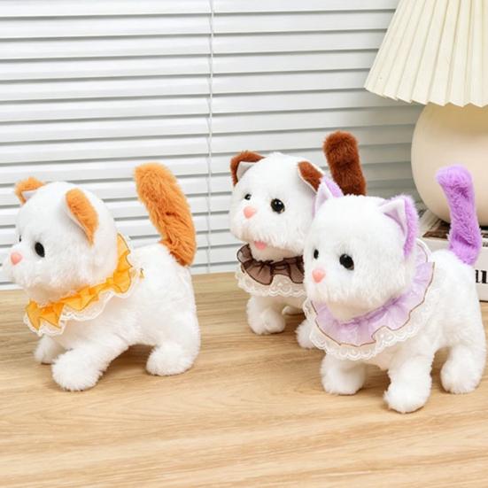 Giocattolo Elettrico Gatto Peluche Interattivo Camminante Scodinzolante Annodante Miagolante Giocattolo Gattino Fatto a Mano per Bambini Piccoli Educativo Simulazione Giocattolo Animale di Peluche