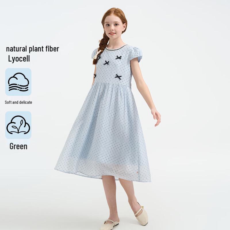 MonTAGUT Girls  Sweet Polka Dot Tencel Summer Dress 150