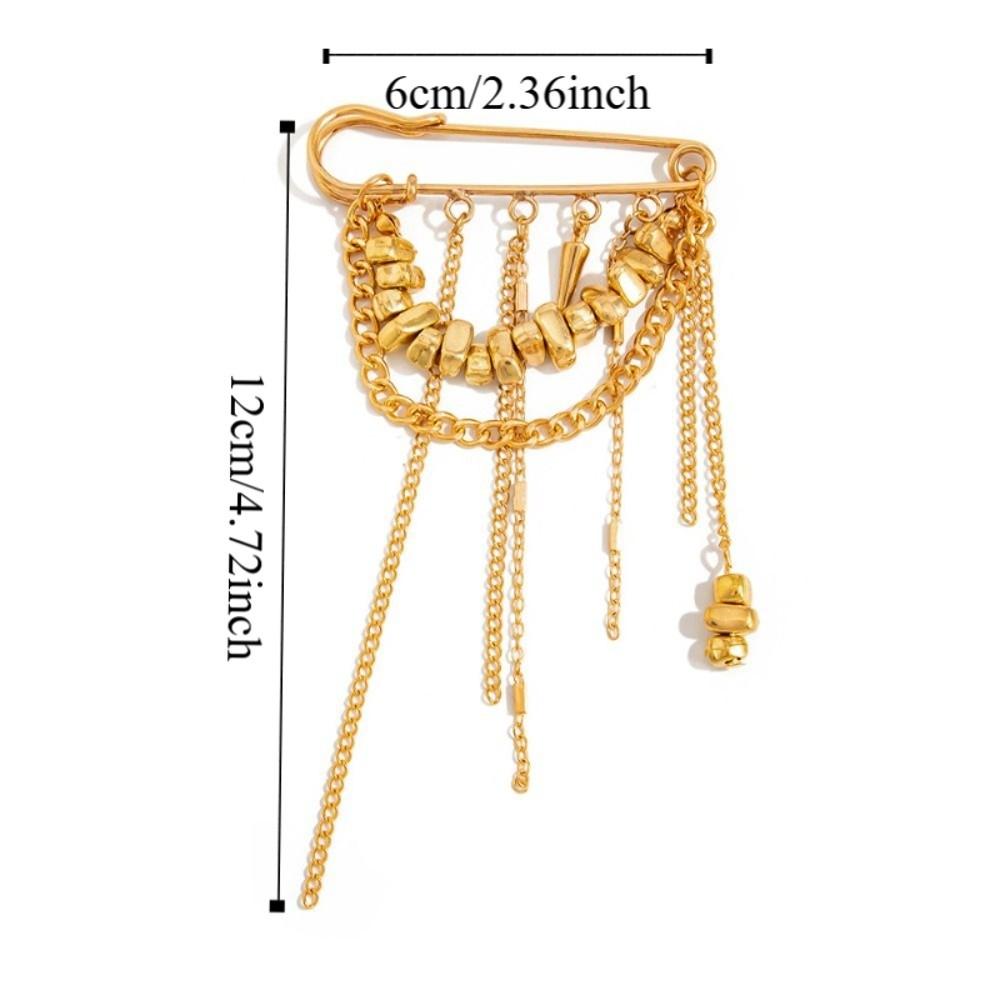 Irregular Chain Tassel Brooch Handmade Tassel Pendant Brooch Pants Chain Pin  Clothing Accessories
