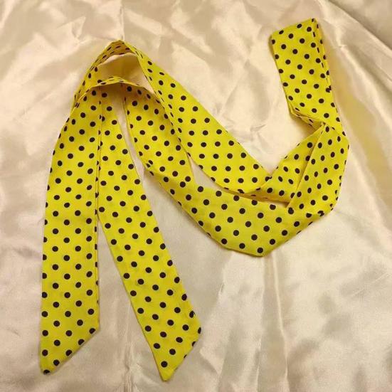 Silk Scarf Dot Print Vintage Style Soft Fabric Neck Scarf Slim Striped Lightweight Breathable Scarf Versatile Neck Accessory