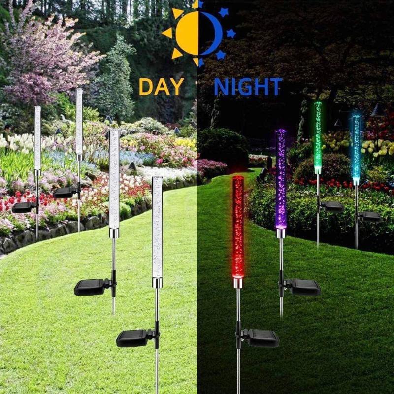 2/4PC Solar Reed Lamp Bubble Stick RGB Colorful Acrylic Courtyard Park Scenic Area Lawn Garden Insertion Landscape Lamp
