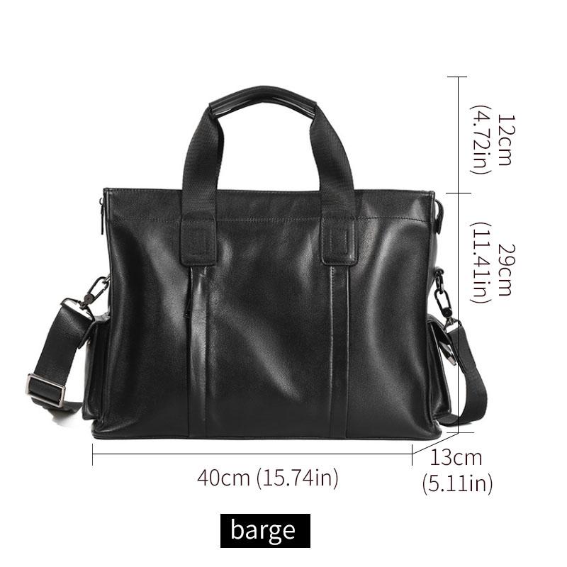 Soft Cowhide Men Business Briefcase Large Capacity Laptop Crossbody Handbag