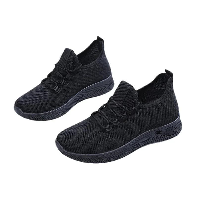 Women's Shoes on Sale 2024 New Lace Up Women's Vulcanize Shoes Autumn Solid Net Cloth Breathable Low-heeled Sport Shoes Ladies