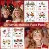 8PCS Christmas Face Tattoo Stickers Bells Bow Hearts Stars Ribbons Freckles Temporary Tattoo Stickers For Festival Party