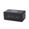 Smart Wooden Desk Clock with Wireless Charging, LED Display, Voice Control, and Silent Alarm