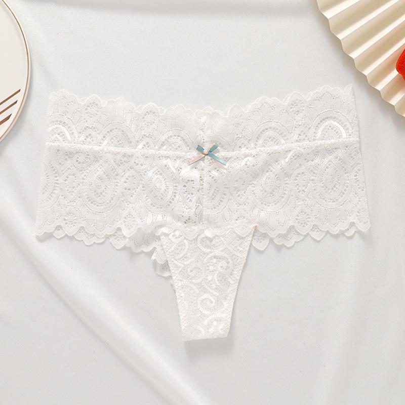 Women's Mid-Waist Sexy Thongs: Lace Trim Triangle Briefs & Boxer Shorts, Plus Size Available