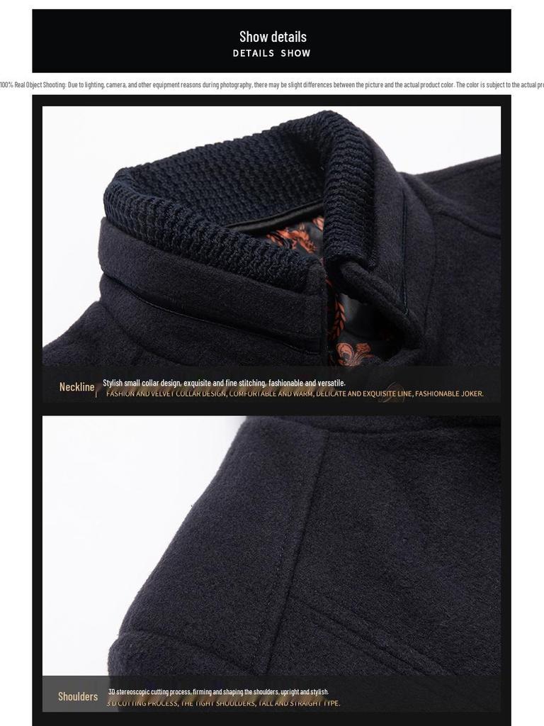 Męski wełniany płaszcz z podwójną klapą - Modne okrycie wierzchnie jesienno-zimowe