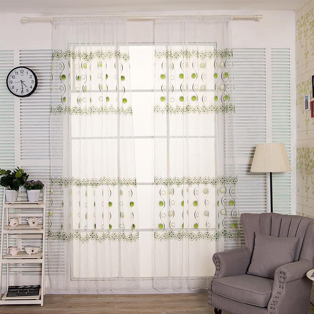 

1PC Stylish Big Circle Tulle Curtain Drape Window Screening Gauze for Home Hotel Decoration Unwashable Rod Pocket Version green100X200CM