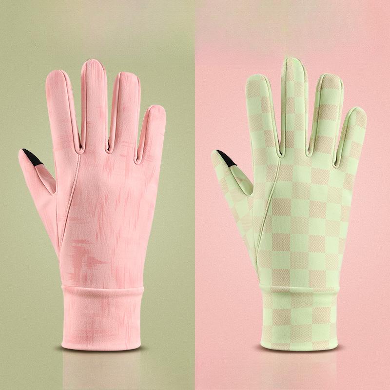 Cycling Windproof Gloves for Women In Autumn and Winter Warm Gloves Touch Screen Plus Velvet Cold Proof Outdoor Hiking Driving Running Gloves